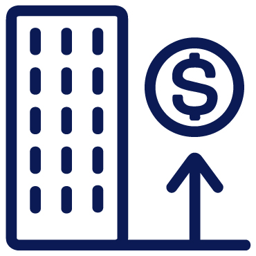 Tax credits - building with dollar sign icon